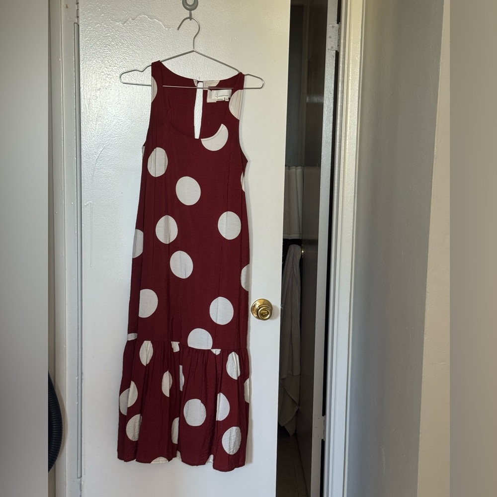 Anthropologie Burgundy and Beige Dress